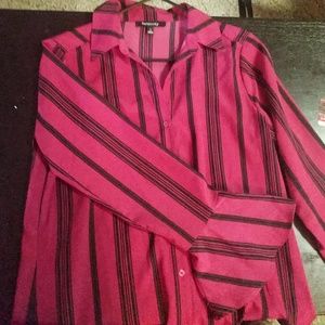 Red button down shirt with bell cuffs